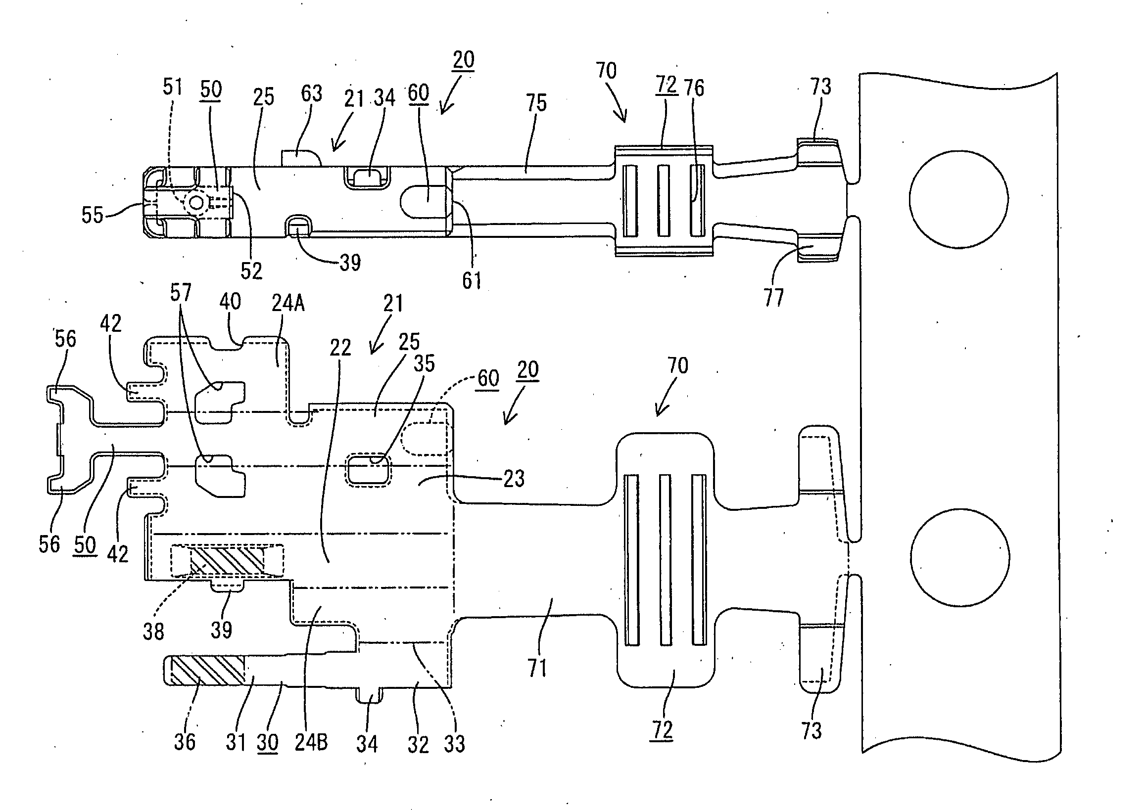 Female terminal fitting and connector provided therewith