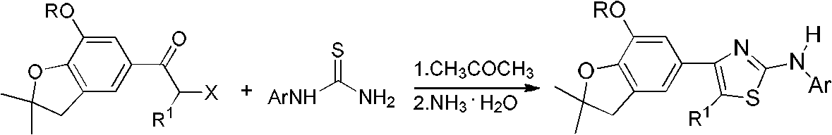 5-(2-aminothiazole-4-yl) benzofuranol etheric compound with herbicidal activity and preparation method