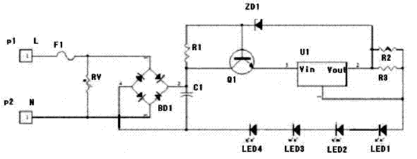 Circuit for LED constant current power supply