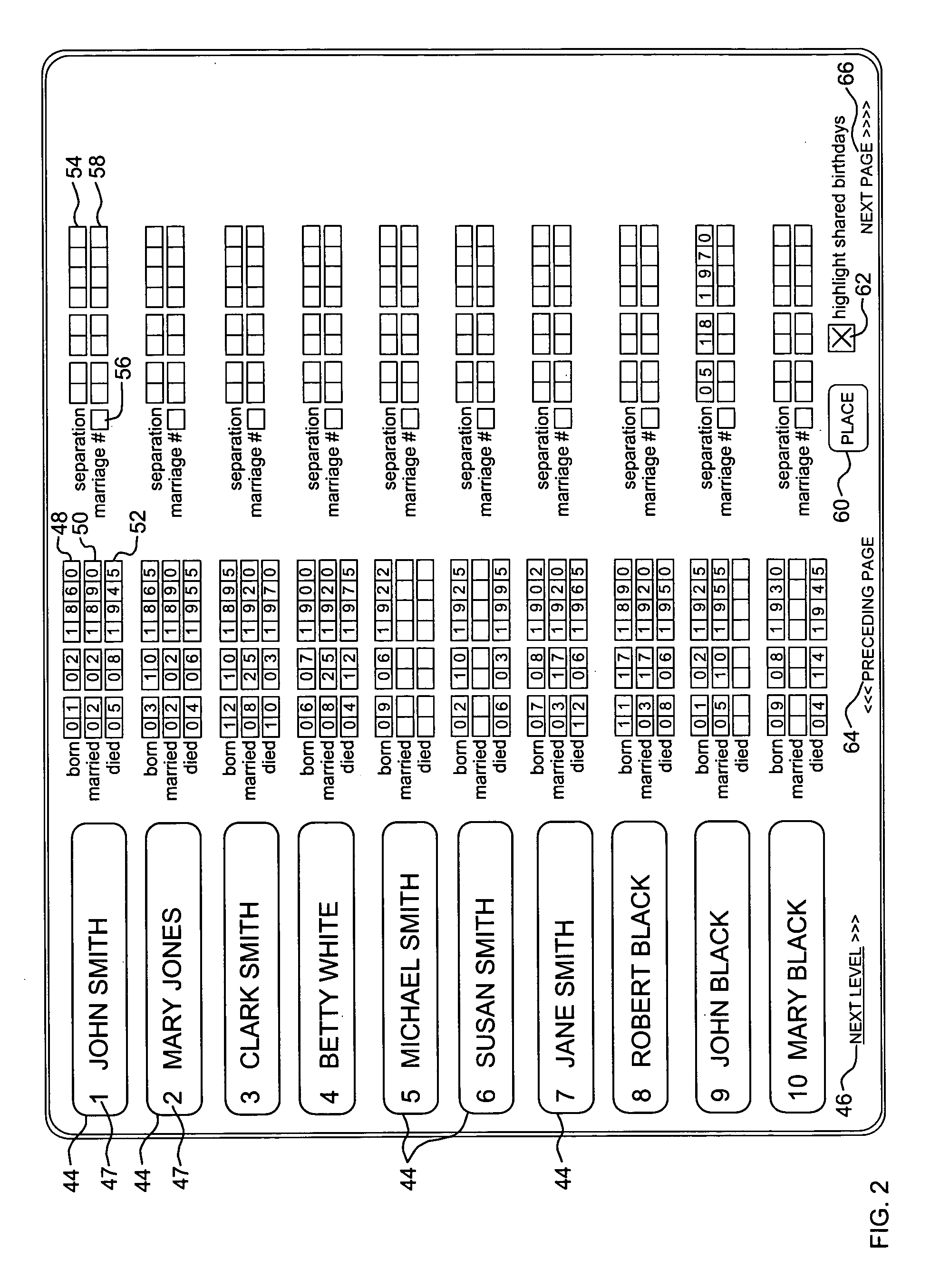 Method and system for generating a family tree