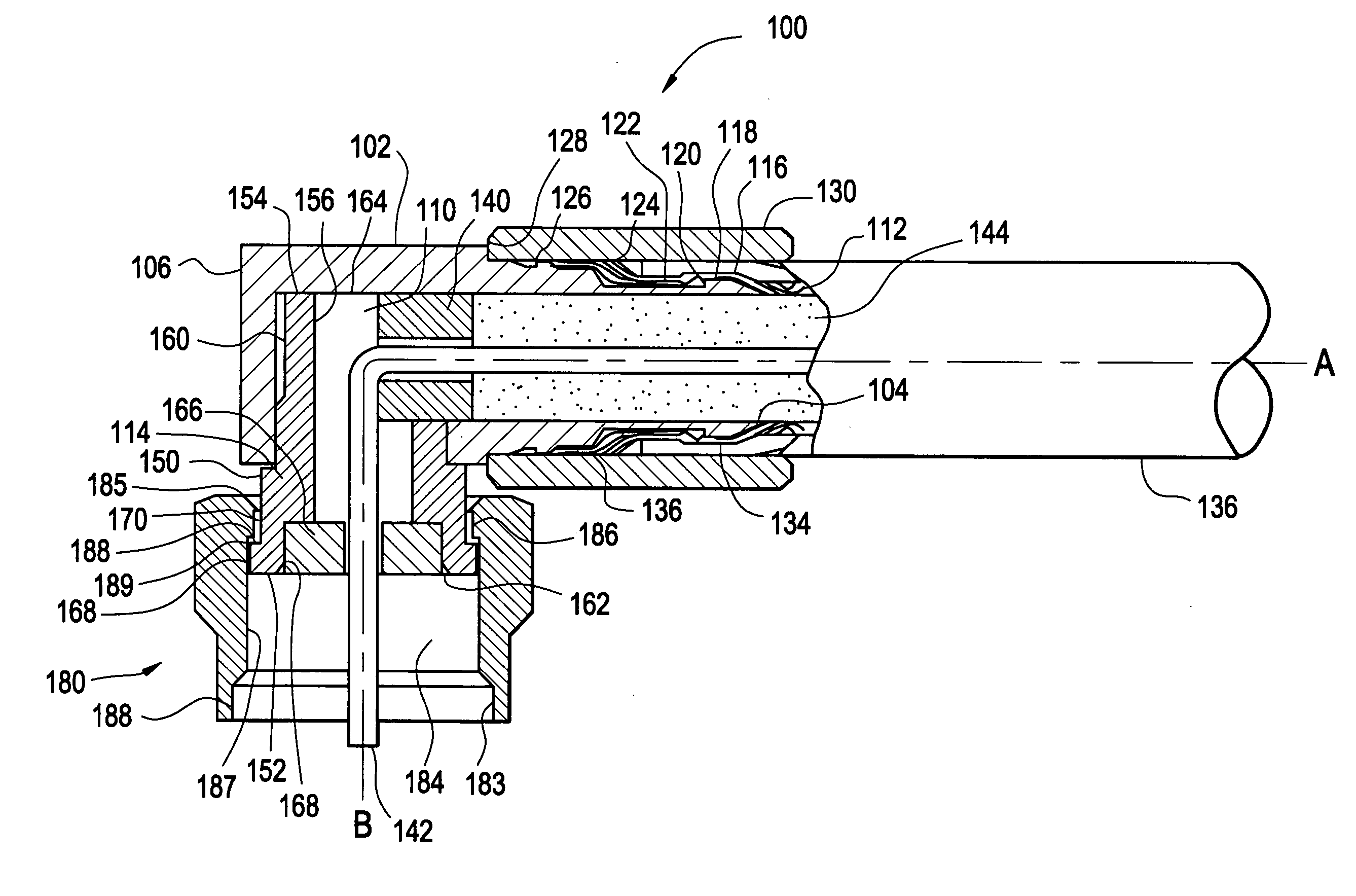 Right-angled coaxial cable connector