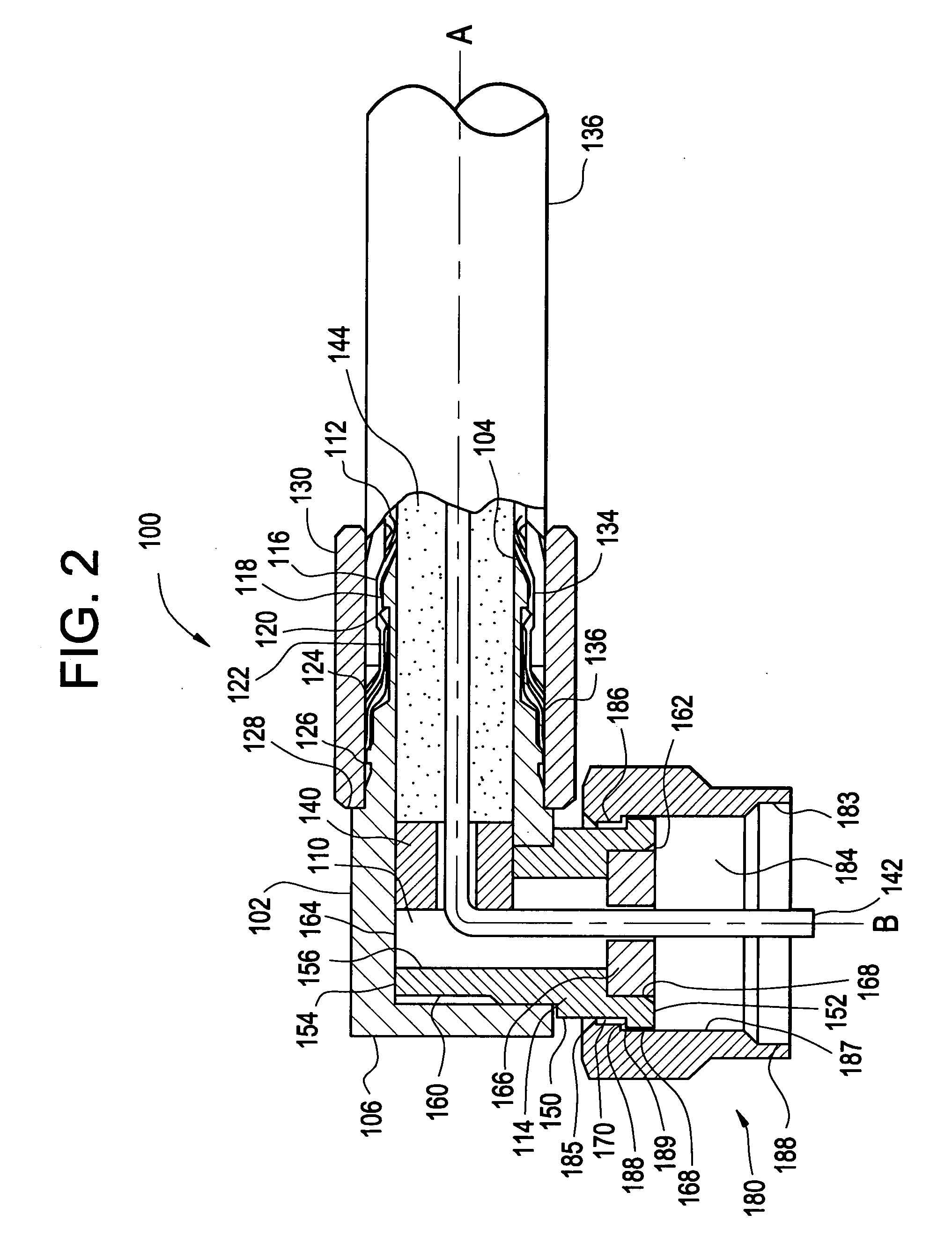 Right-angled coaxial cable connector