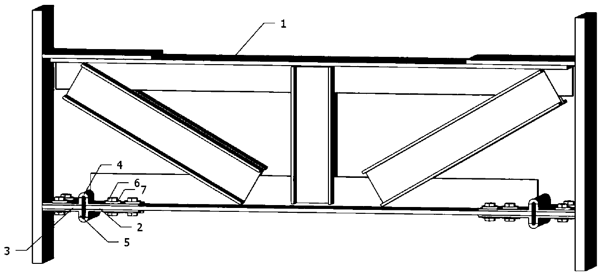Bent steel truss coupling beam with U-shaped damper and capable of being quickly restored after earthquake
