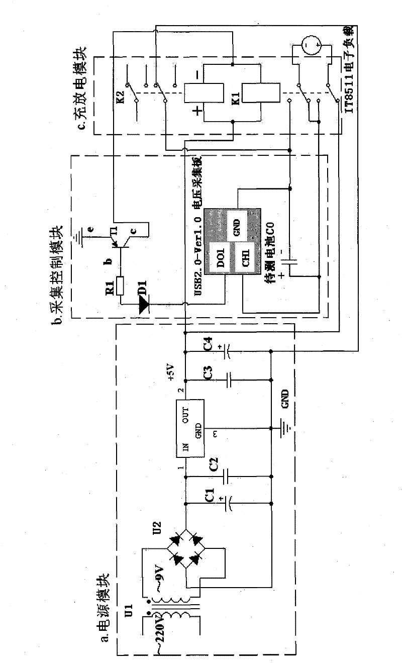 Intelligent battery cycle charge-discharge testing device