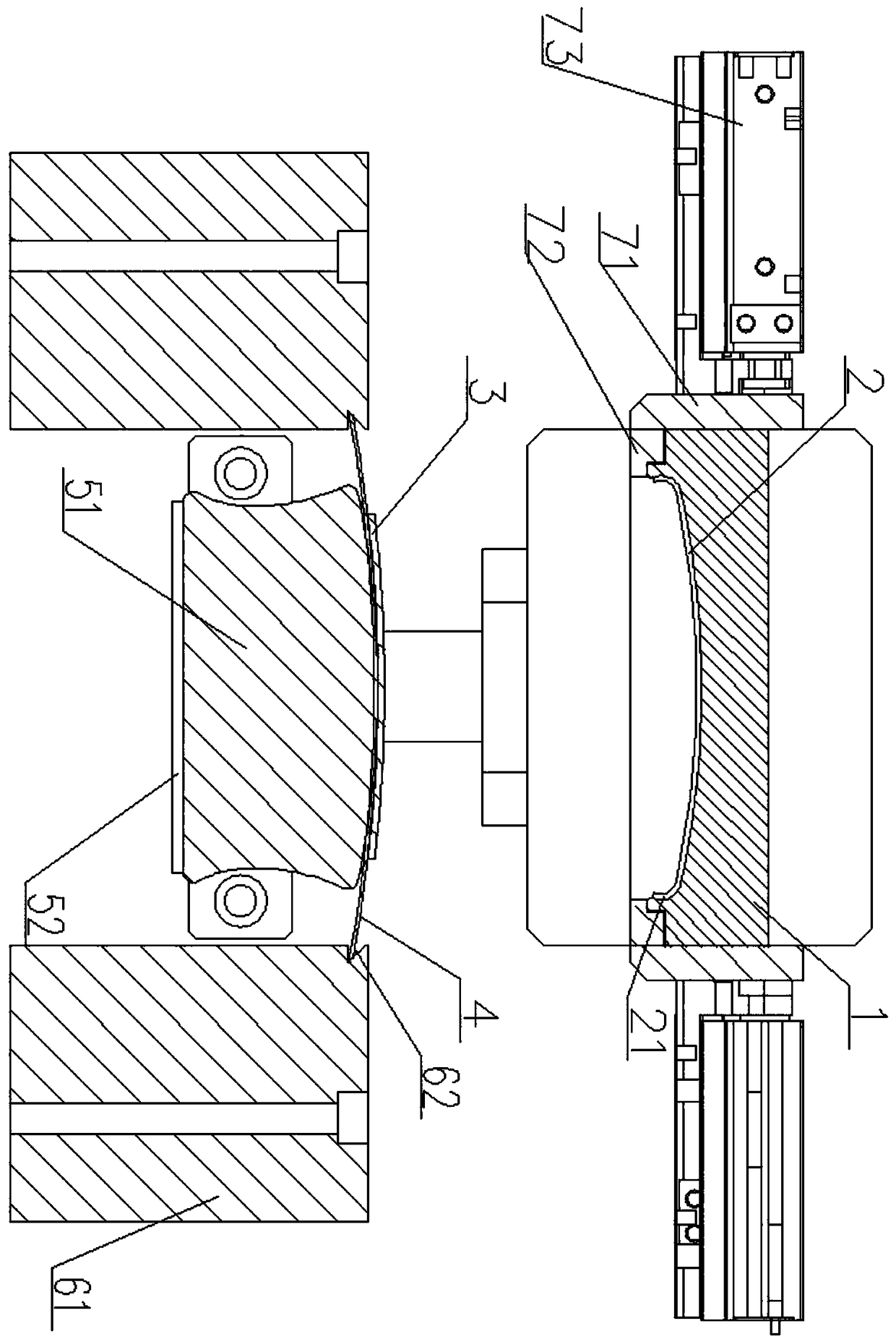 Film pressing device for mobile phone screen and pasting method