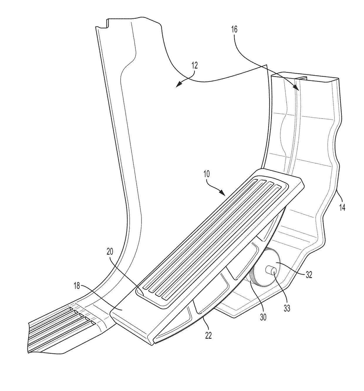 Arcuately adjustable footrest