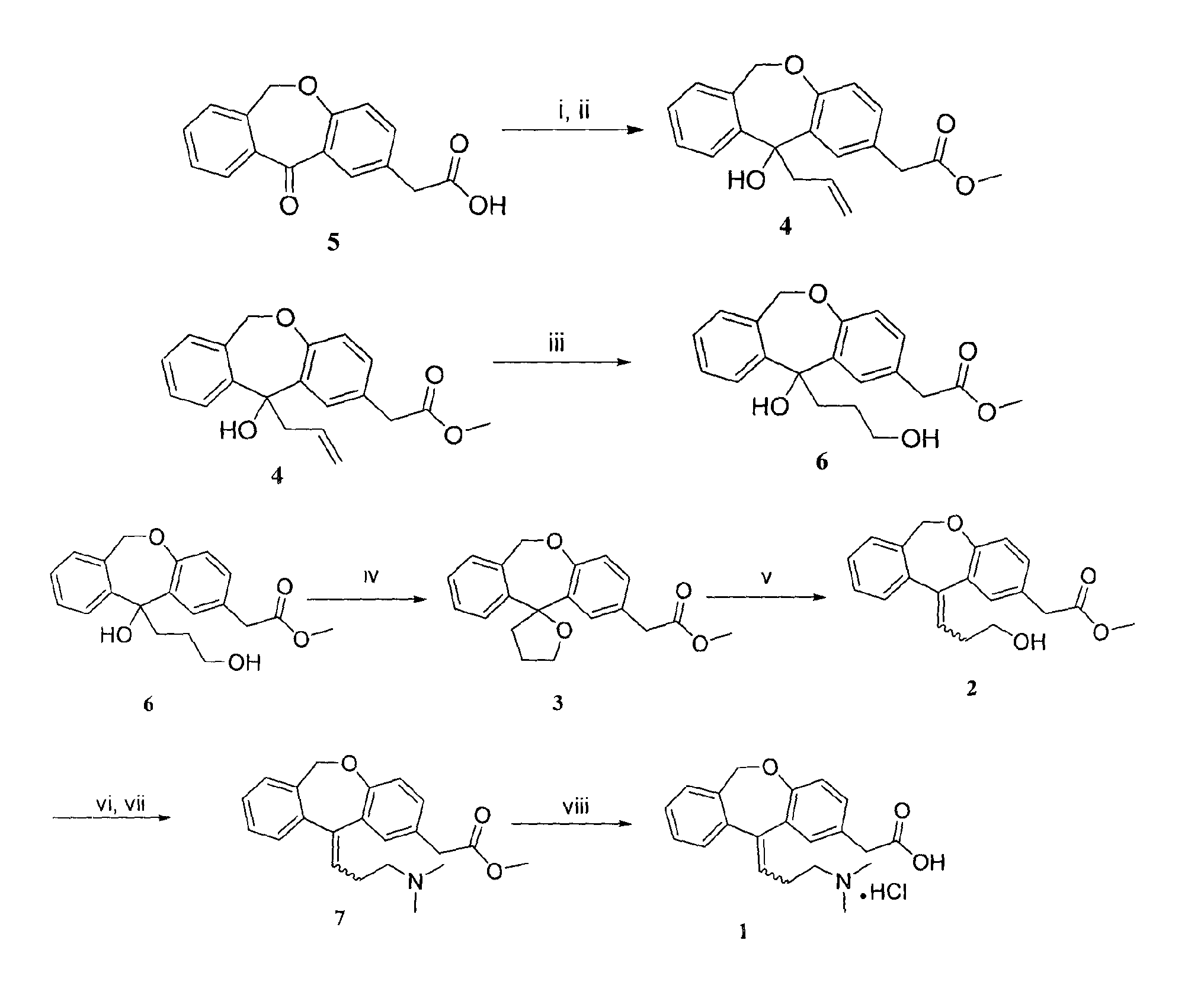 Process for the synthesis of olopatadine