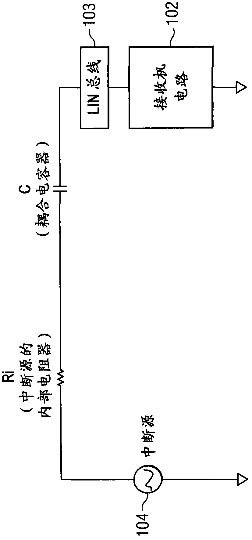 LIN (local Internet) receiver for providing immunity against ISO (interrupted source output) pulse