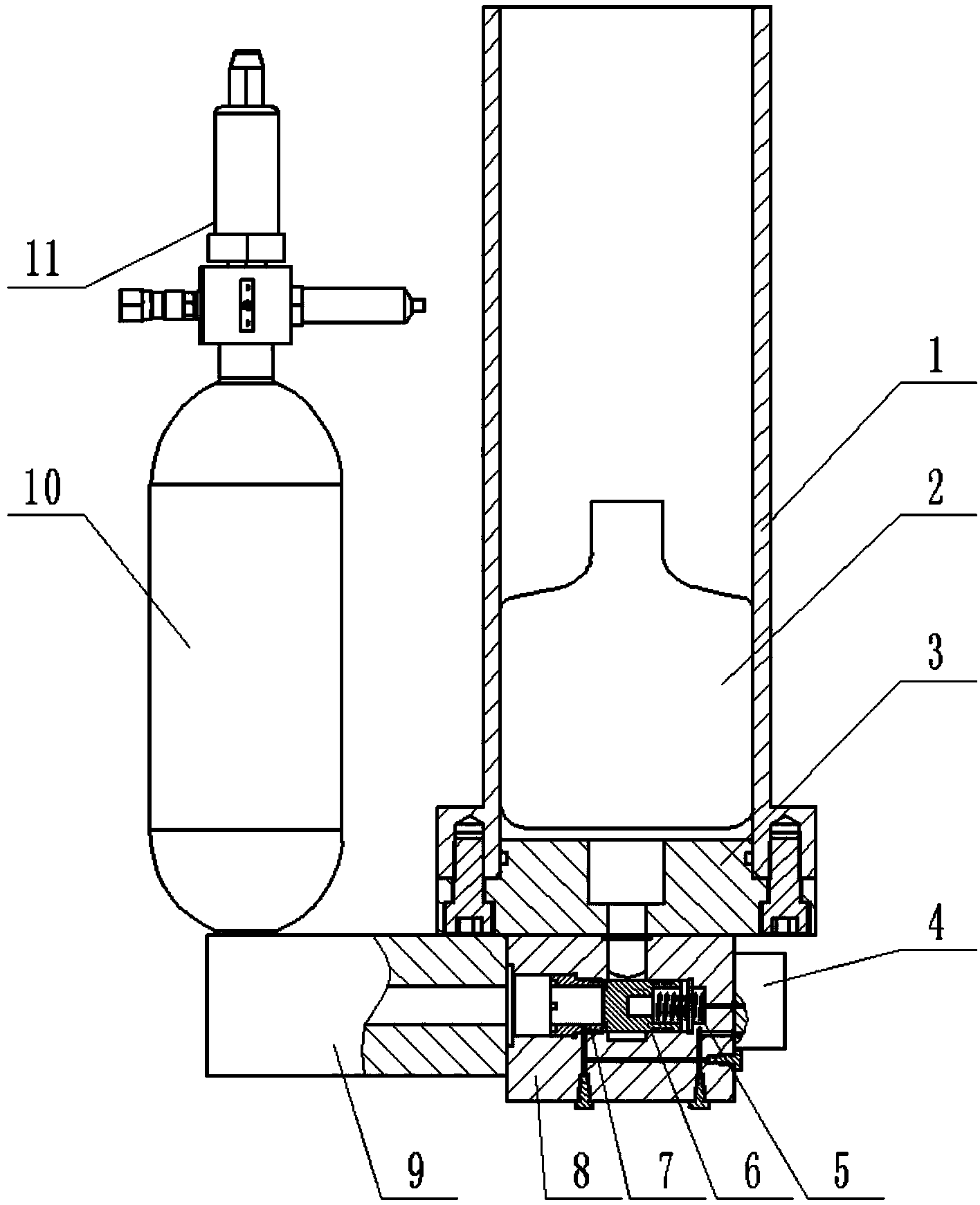 Device for shooting water bomb with high-pressure gas