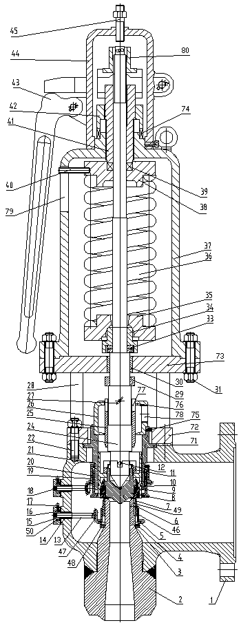 Combined adjustable elastic sealing disc high temperature and high pressure safety valve