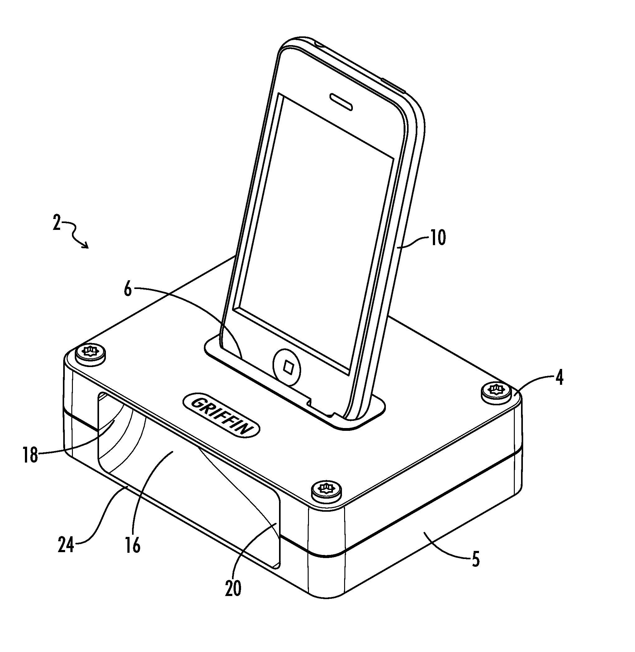 Acoustic dock for portable electronic device