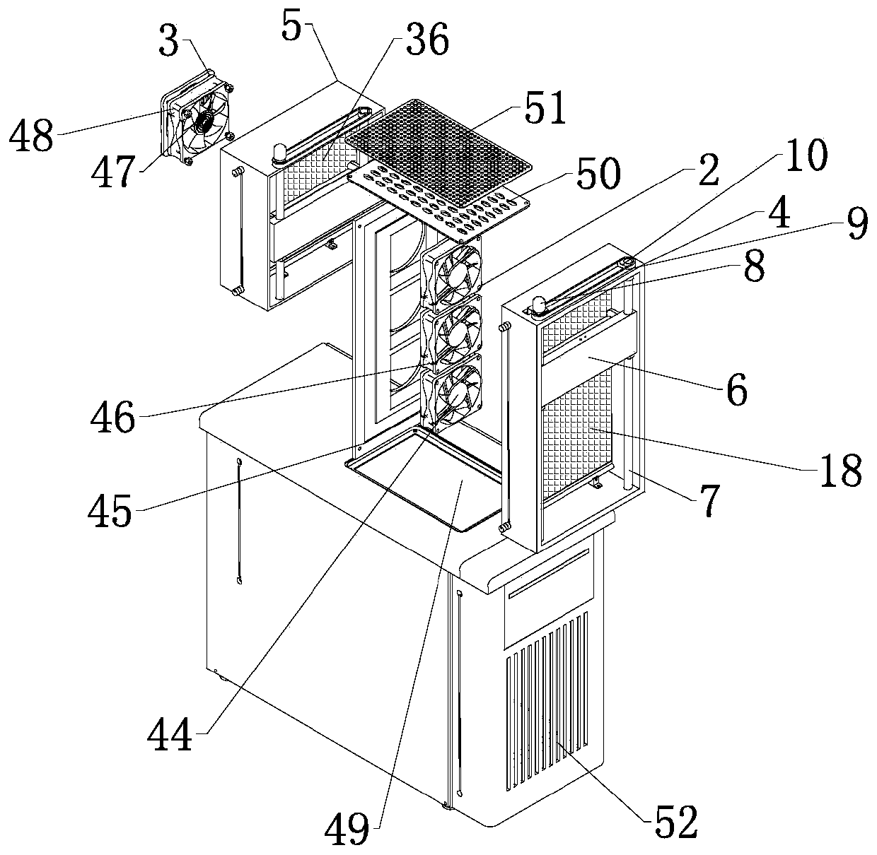 Auxiliary heat dissipation and dust removal device for computer case