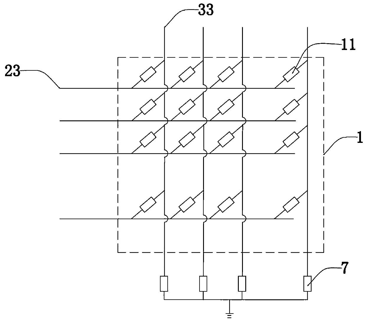 Circuit and method for measuring pressure distribution through piezoresistive sensing array