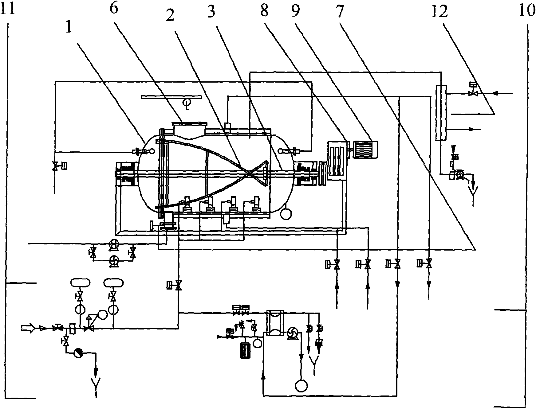 Processing device of viscous mixed products and application thereof