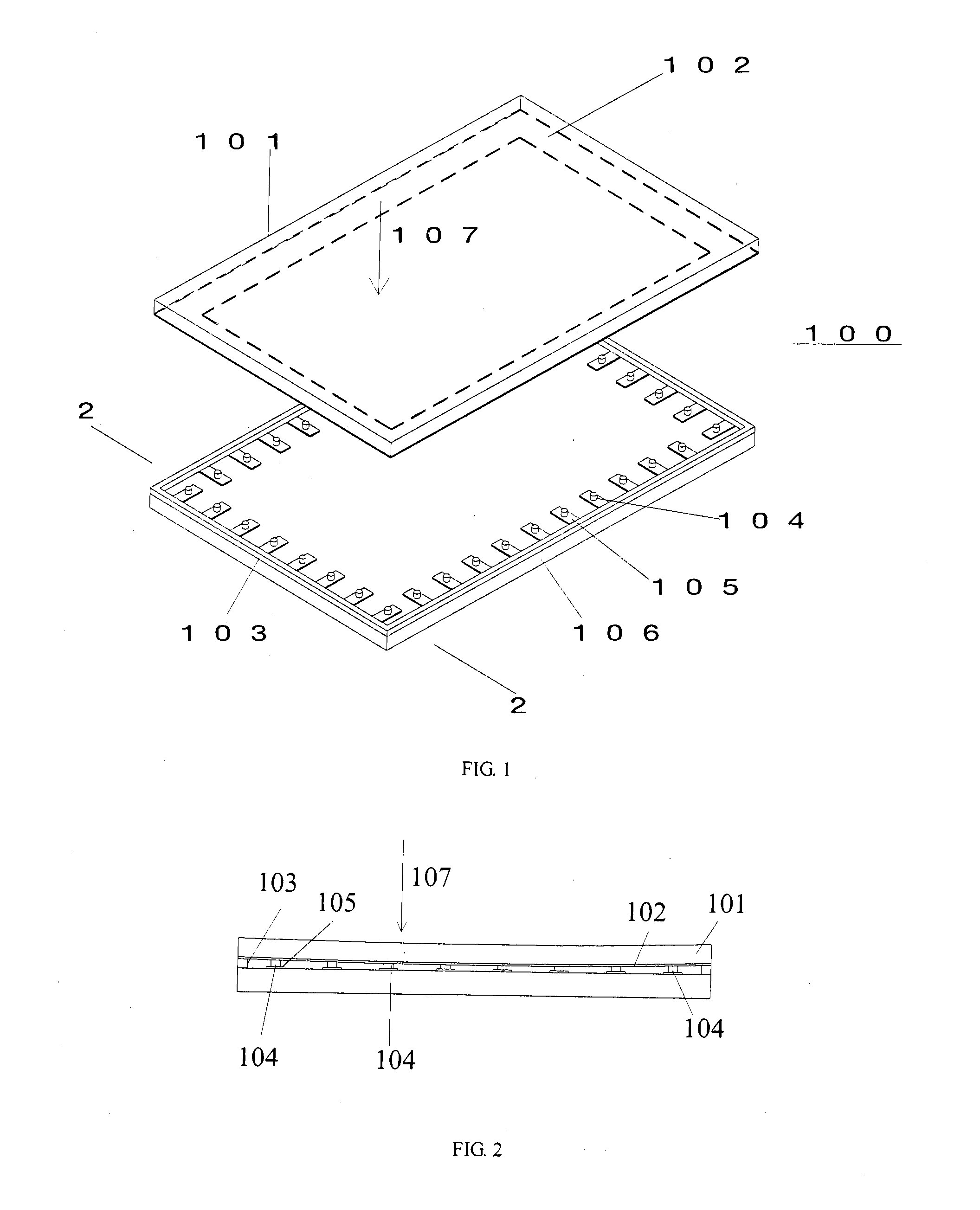 Displacement sensing touch panel and touch screen using the same