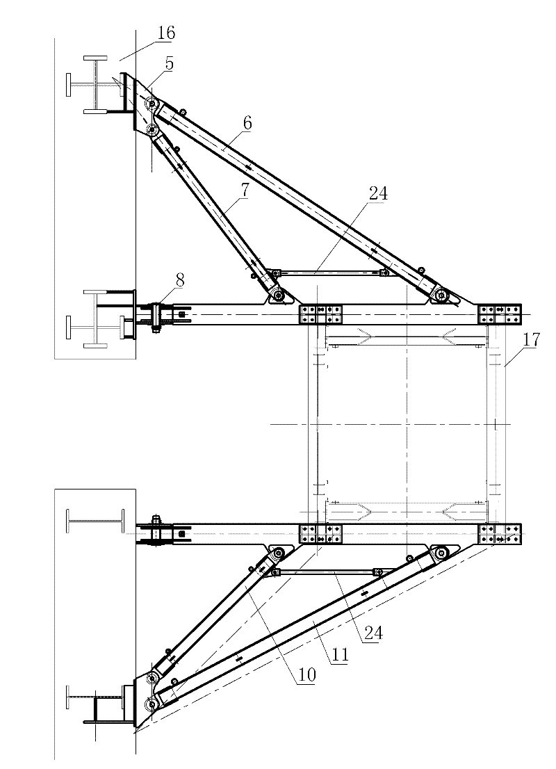 Suspended-rising support system of tower crane