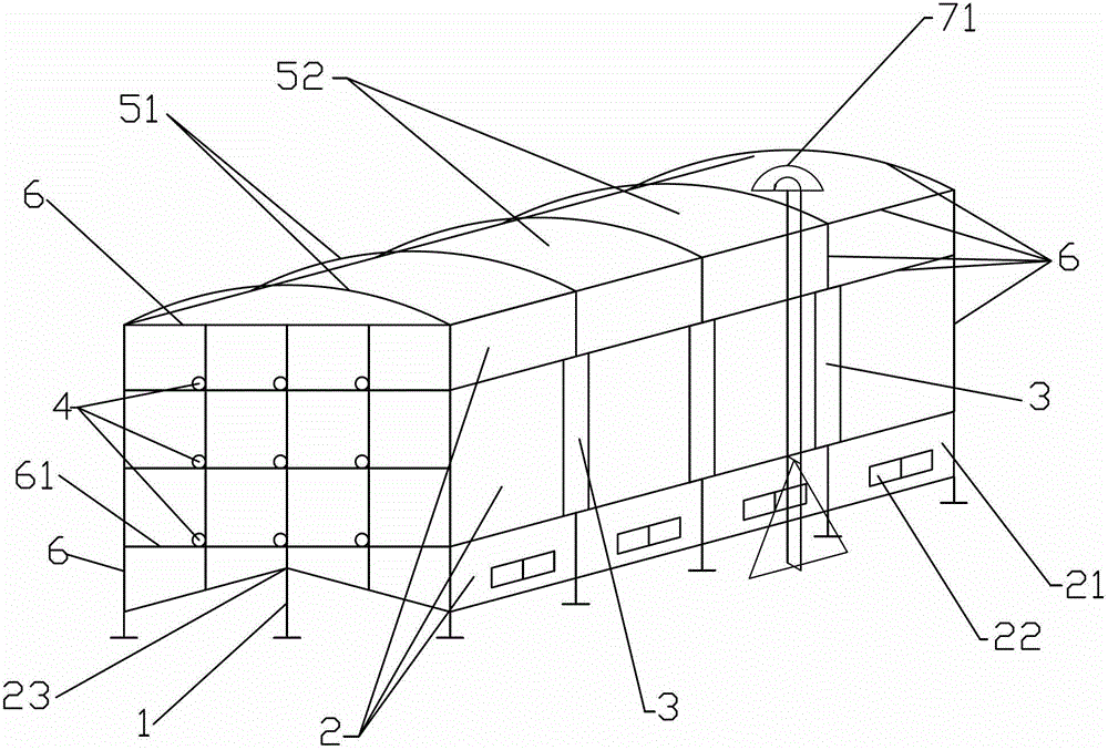 Stereoscopic combined grain airing and storage barn and grain airing, drying and storage method