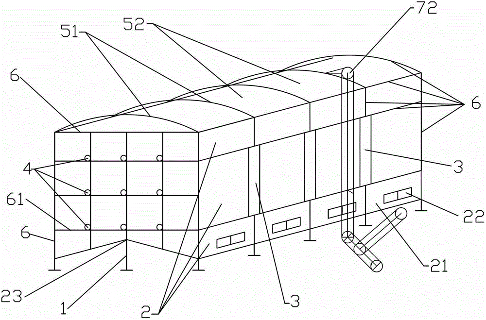 Stereoscopic combined grain airing and storage barn and grain airing, drying and storage method