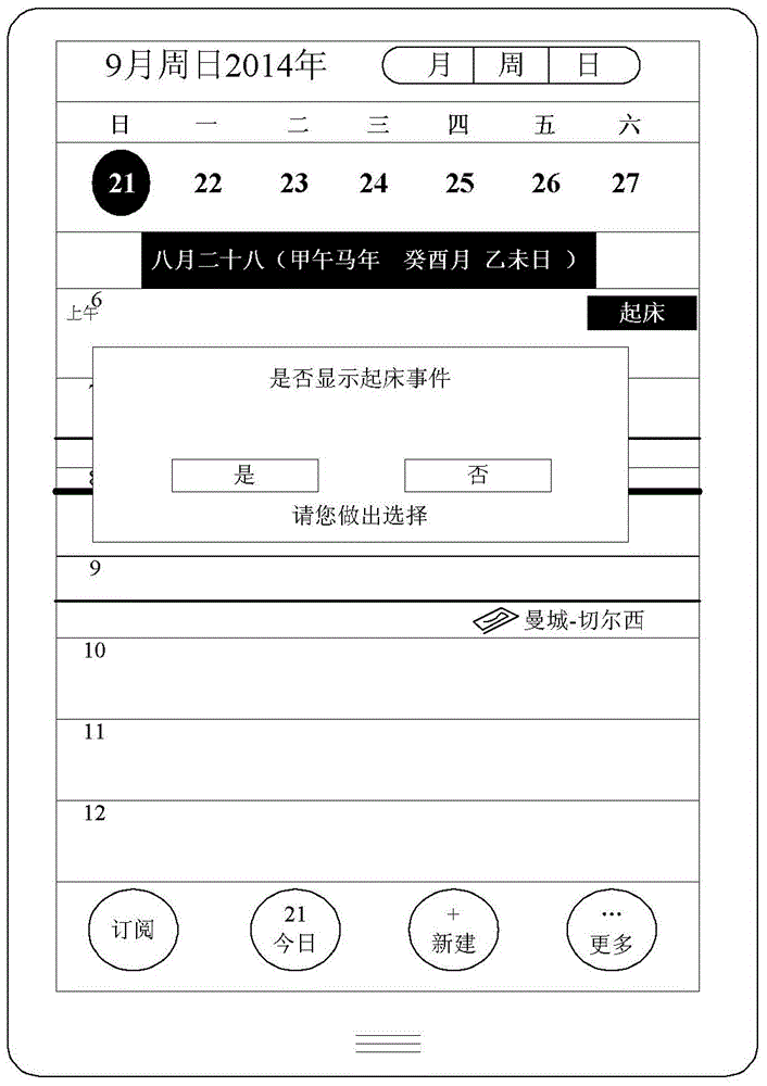 Display method and device for reminding events