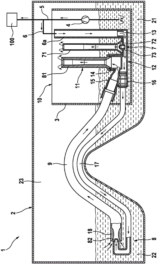 Fuel delivery device for a saddle tank