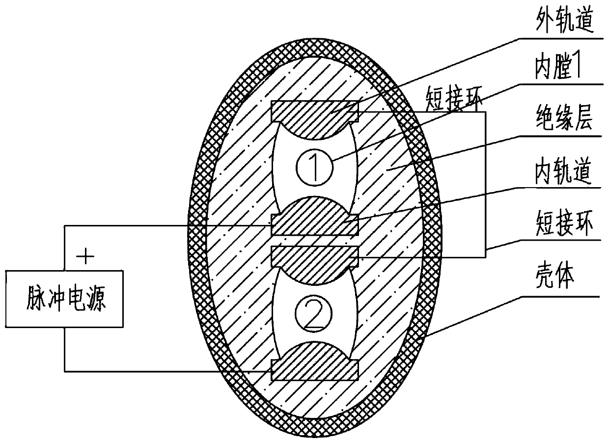 Series connection common rail type double-tube rail gun