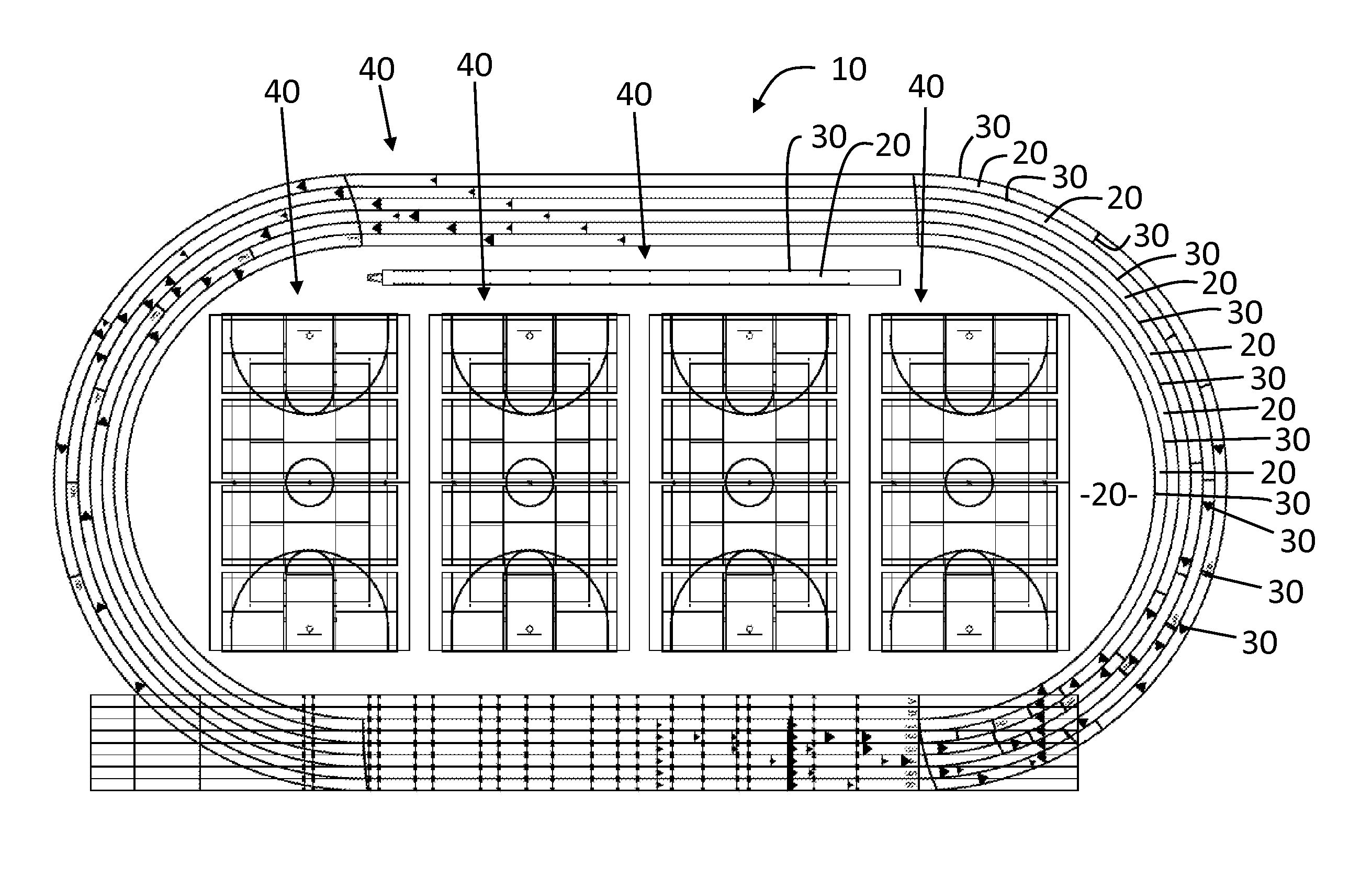 In-laid athletic floor and method of installing the same