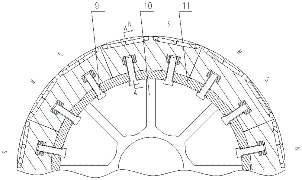 Module type permanent magnet motor rotor with radial ventilation channel and motor