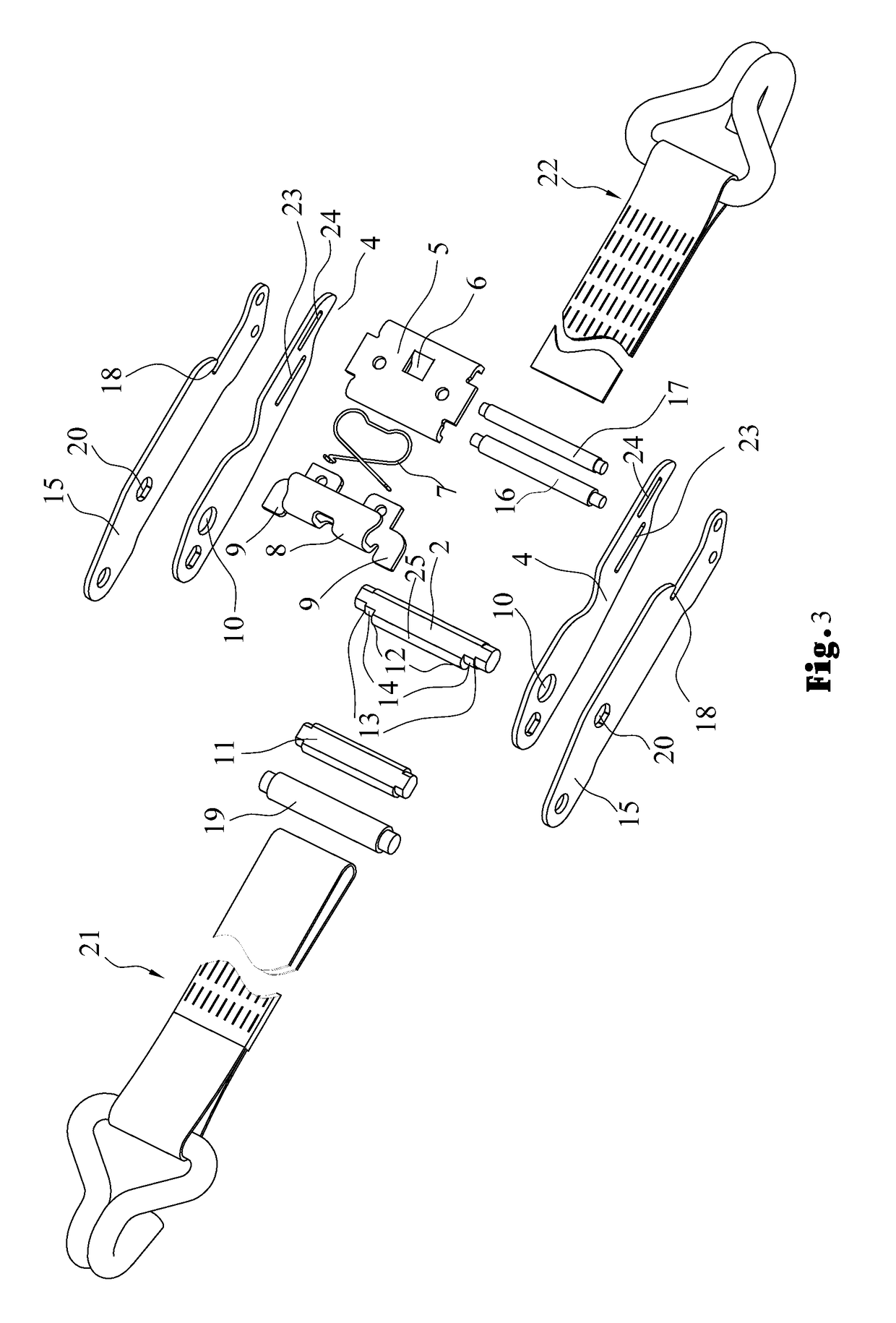 Anti-slip safety tensioning device for automobile