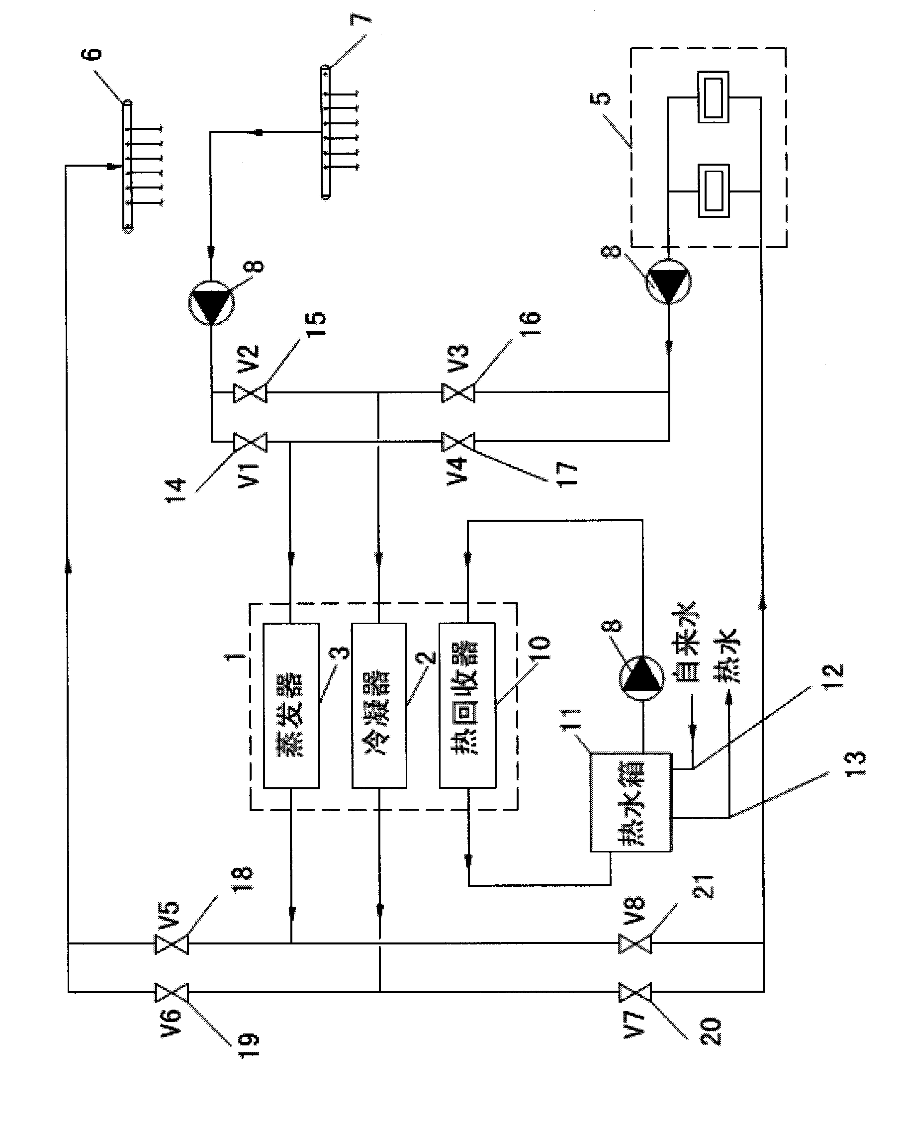 System with model of south of Yangtze River applying ground source heat pump technology, and control method thereof