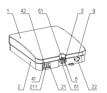 Locking device of box and optical fiber division box