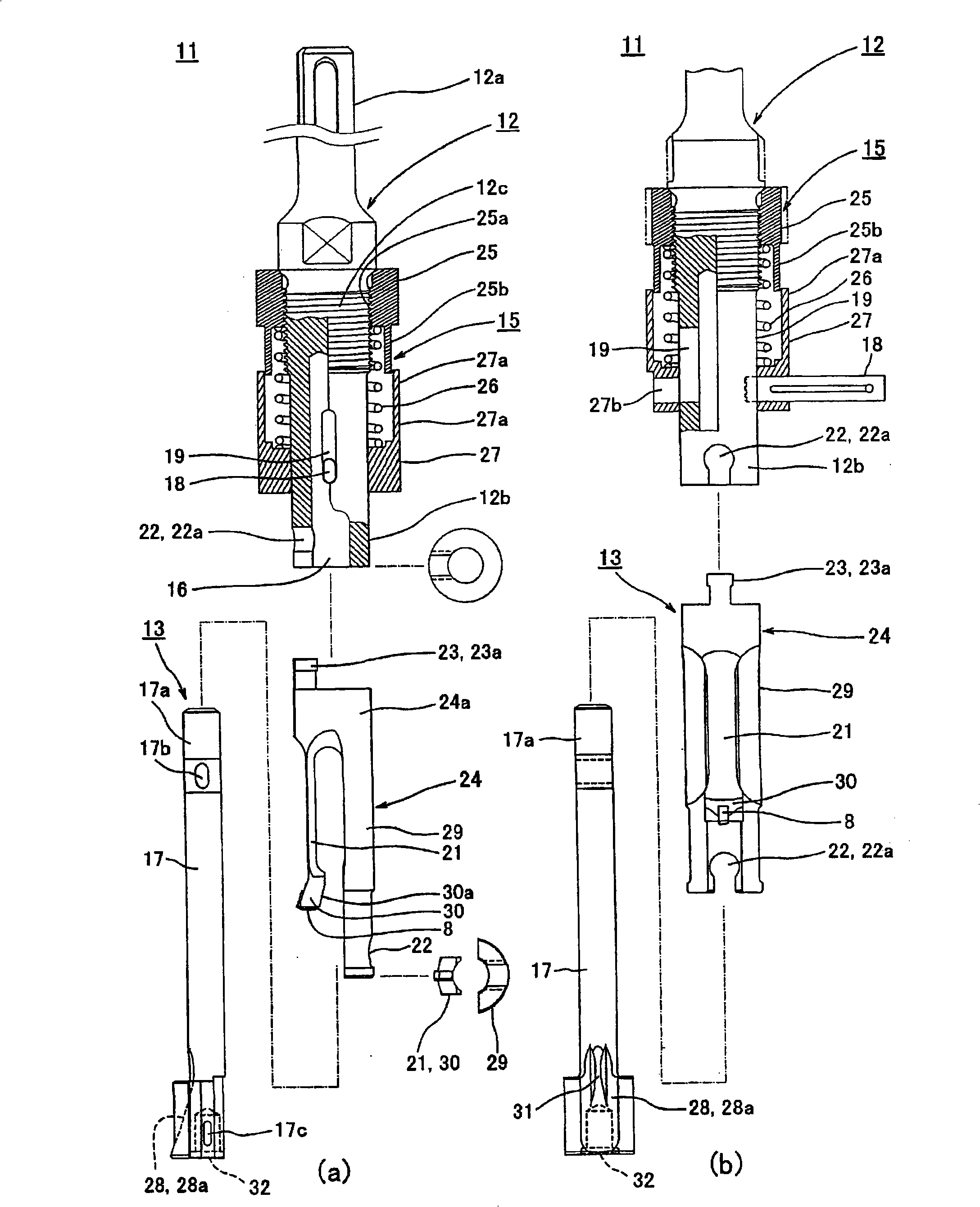 Diameter expanding groove cutting device and expanding/contracting mechanism tool