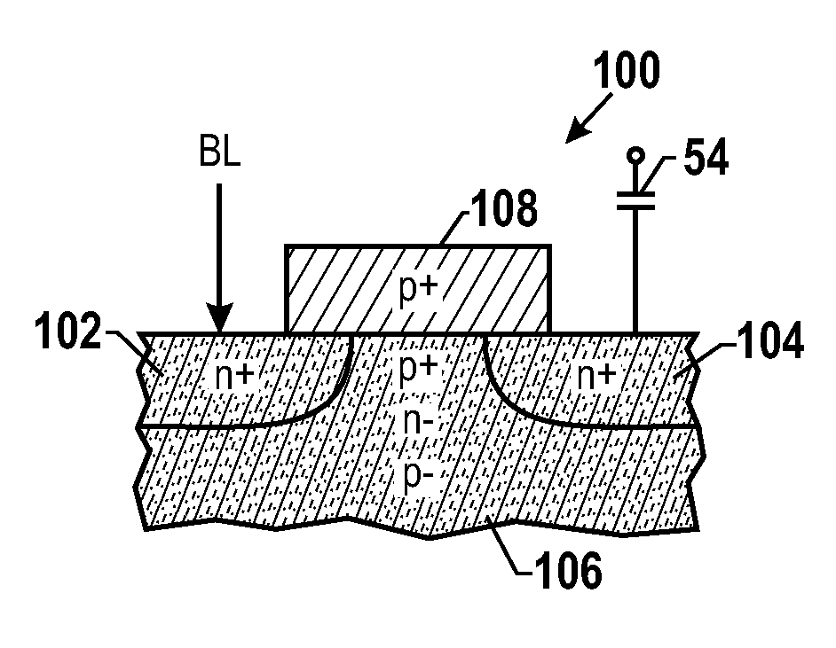 Low power memory device with jfet device structures