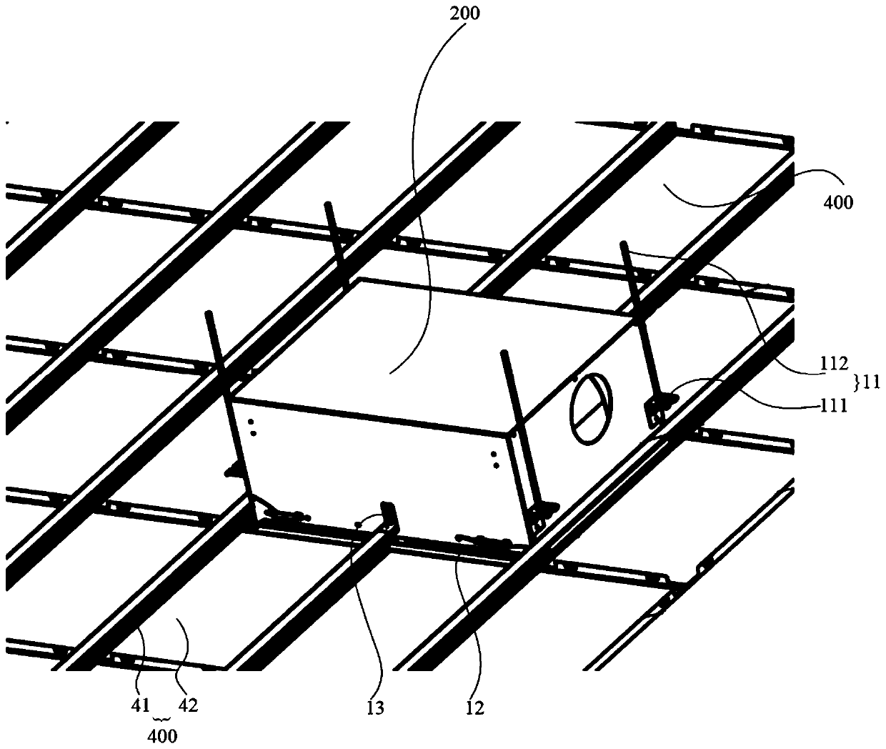 Mounting mechanism and method for embedded air conditioner