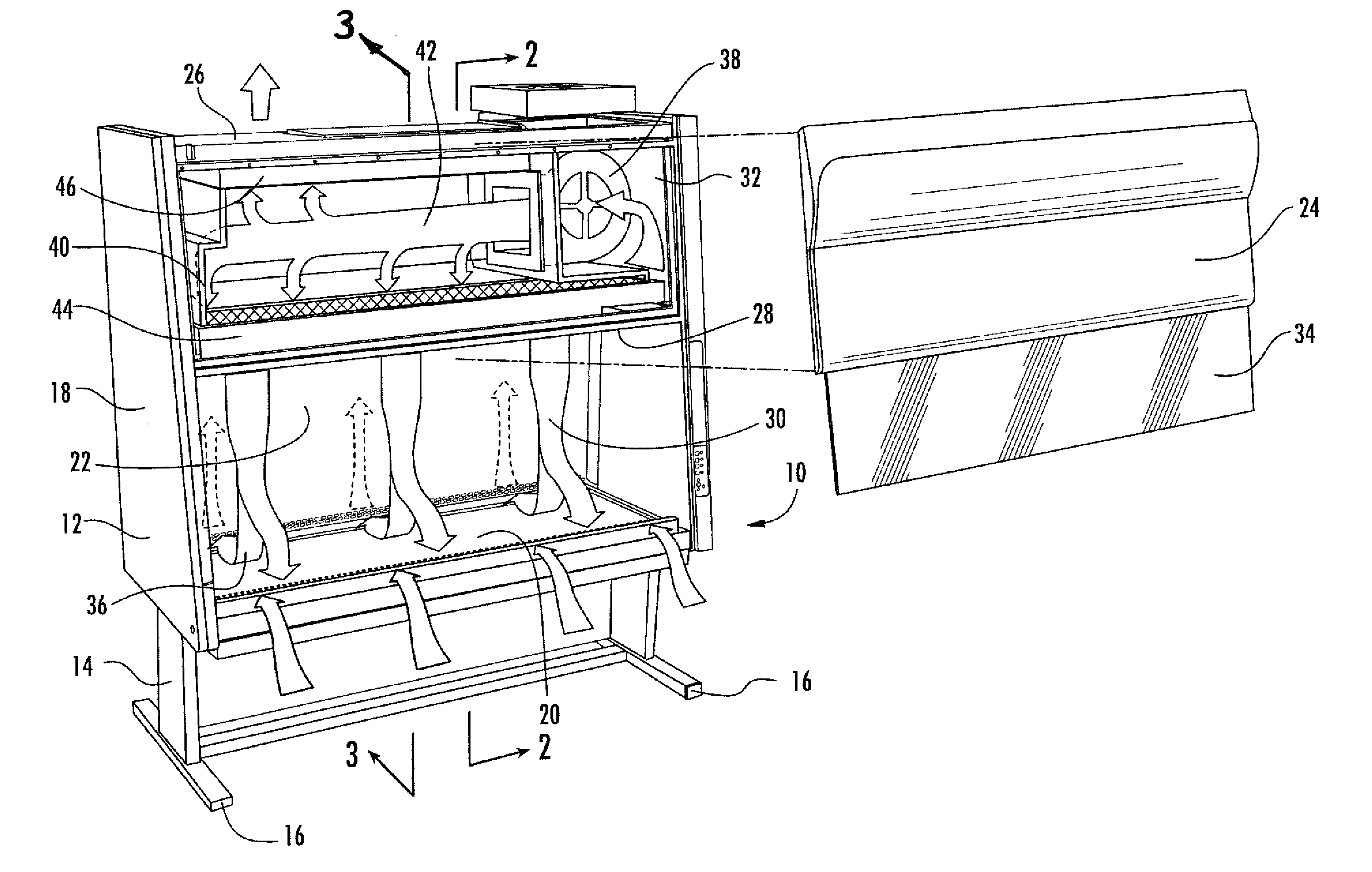 Apparatus for directing air flow in a biological safety cabinet