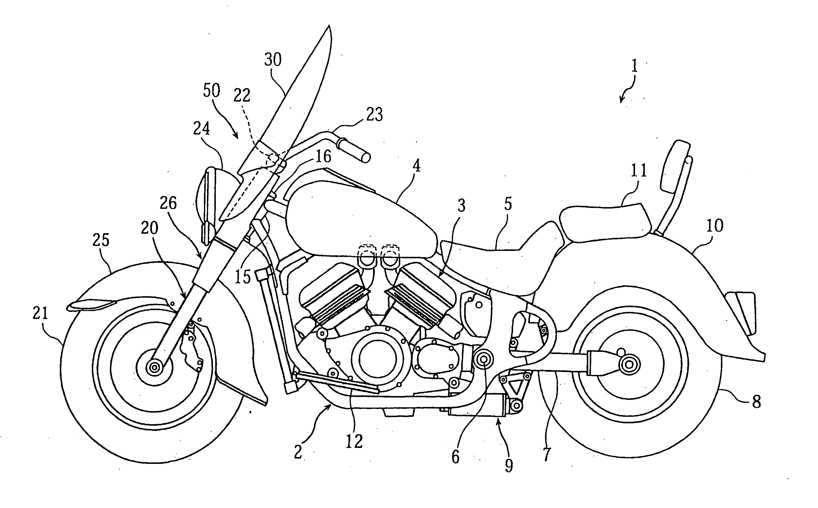 Windscreen device for motorcycle