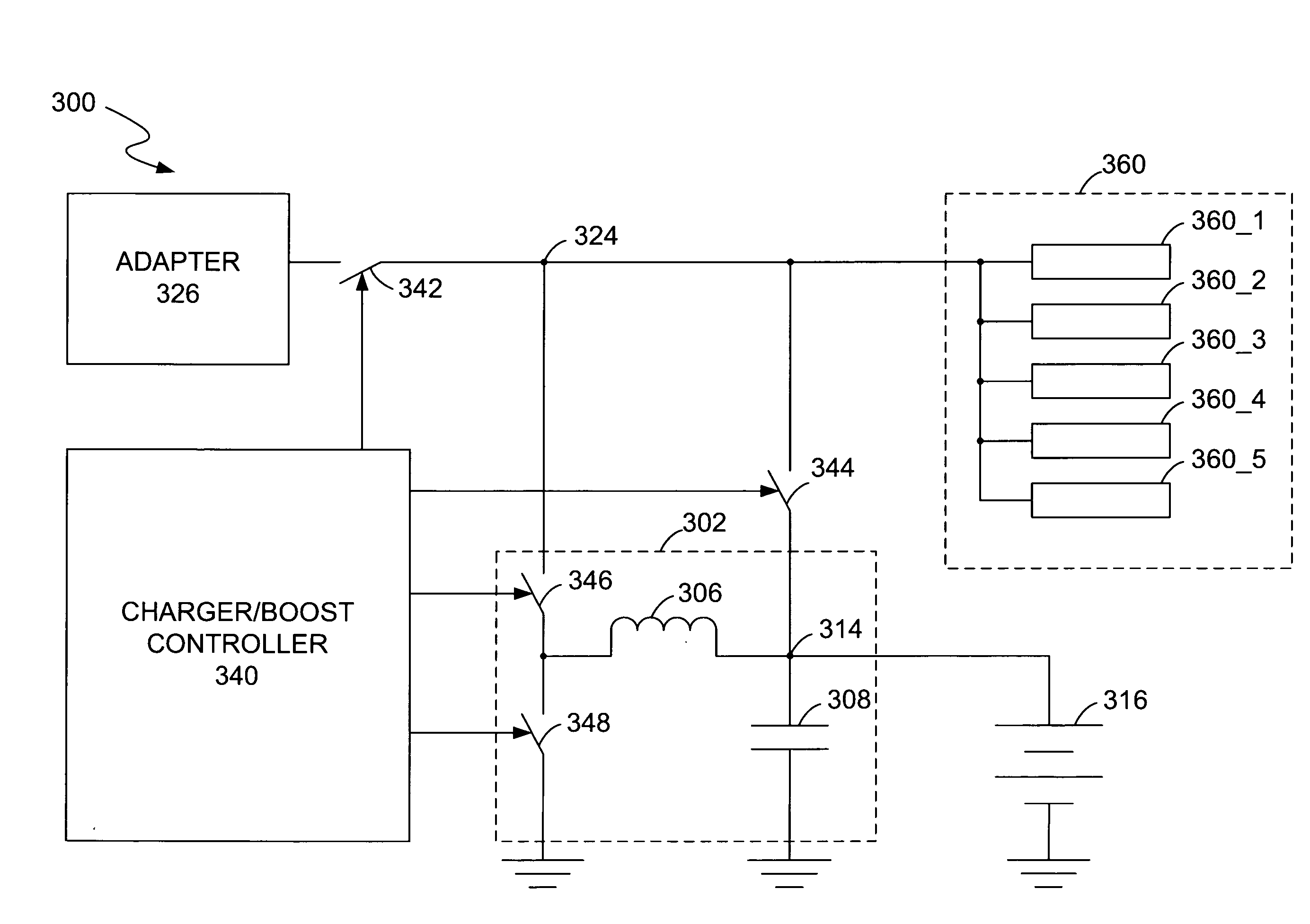 Power management system with charger/boost controller