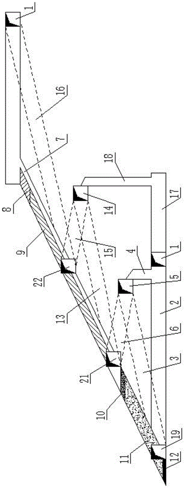 A trackless mining method for gently inclined ore veins using the out-of-vein chute ore extraction system as a ramp