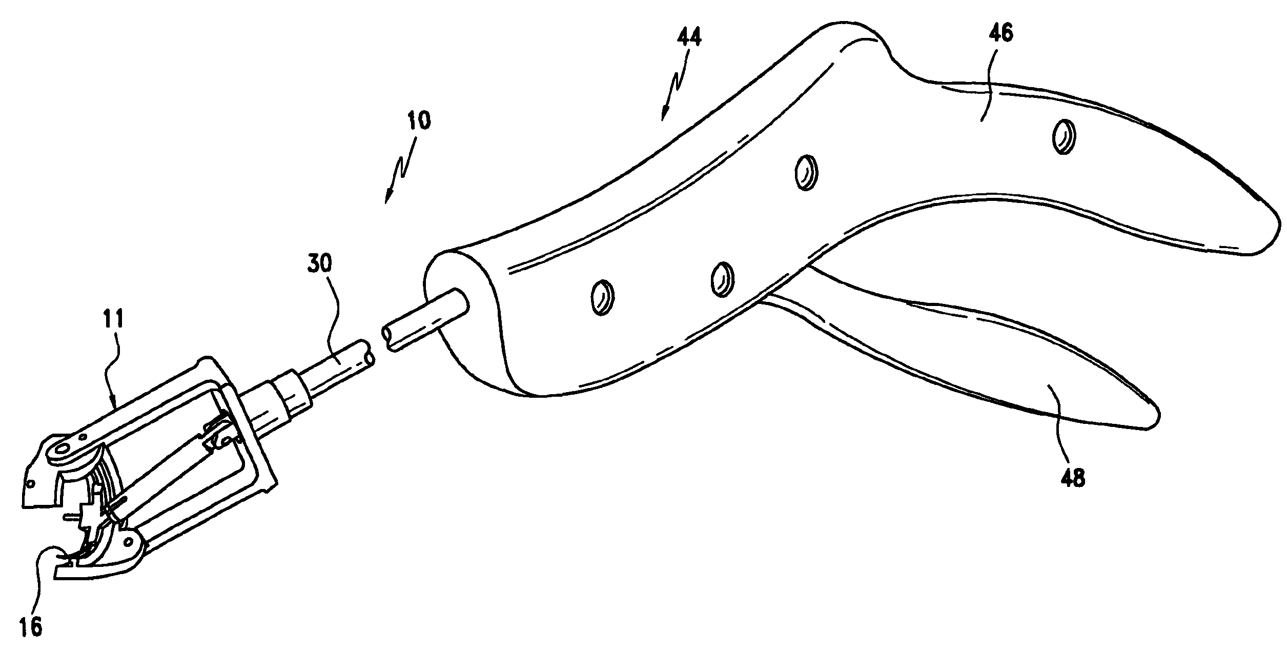Suturing device with angled head