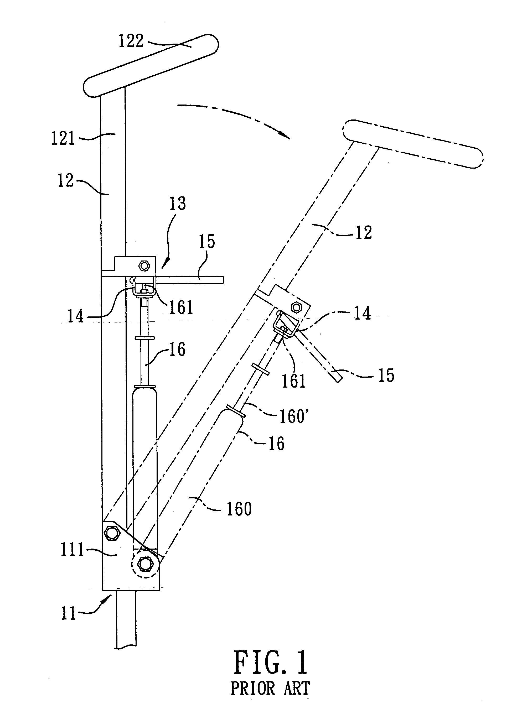 Handle-adjusting device for adjusting the position of a handle relative to a vehicle frame