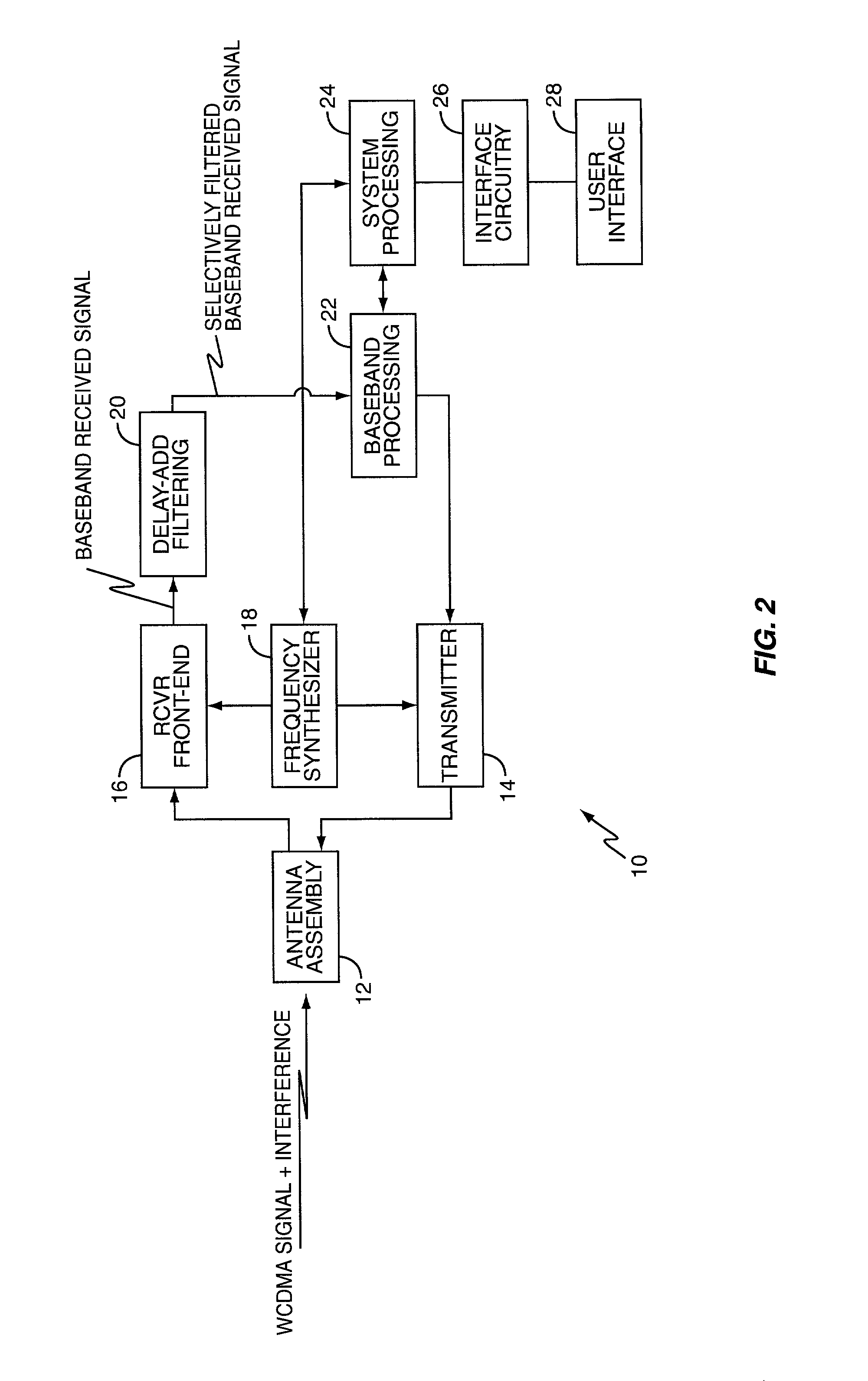Received signal filtering for enhanced selectivity