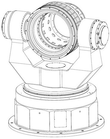 Vertical three-axis simulation rotary table with front yaw axis motor