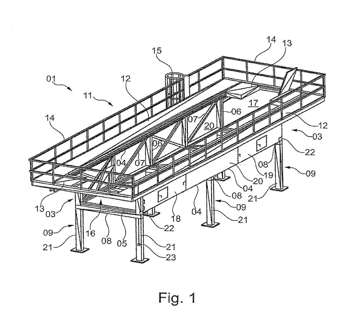 Overhead conveying device having a securing element