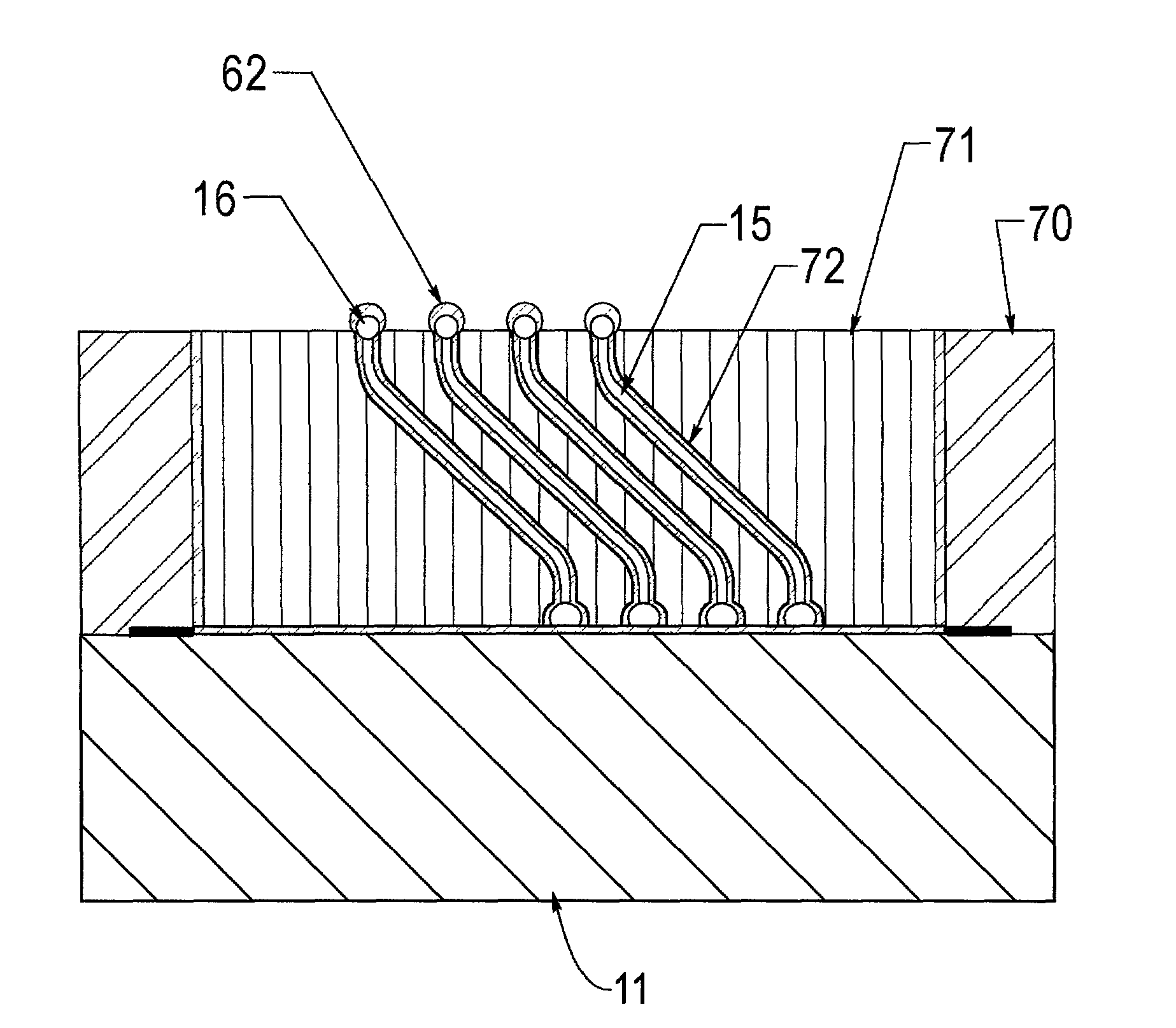 Electrodeposition method of forming a probe structure having a plurality of discrete insulated probe tips projecting from a support surface