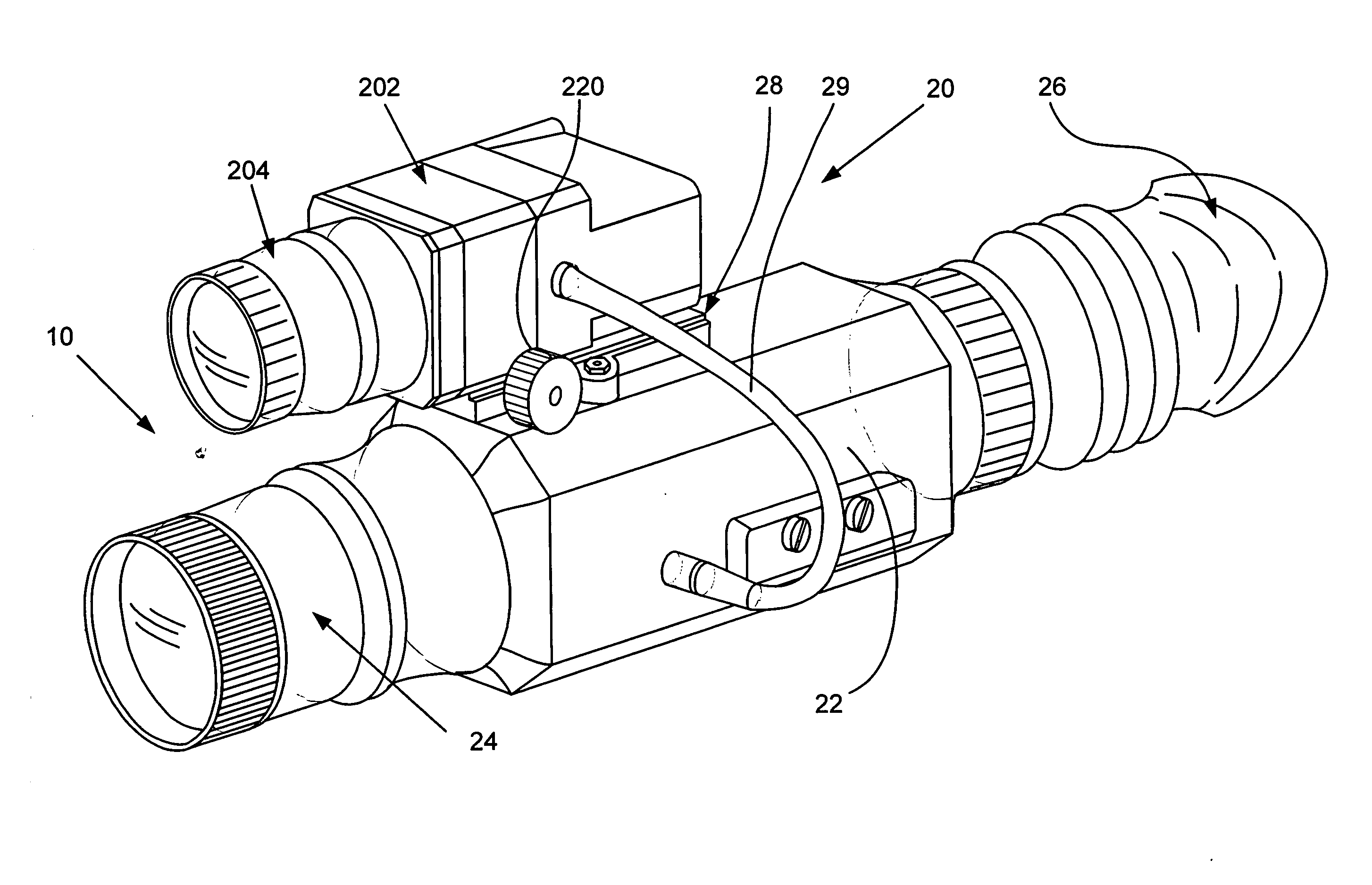 Optical system with automatic switching between operation in daylight and thermovision modes