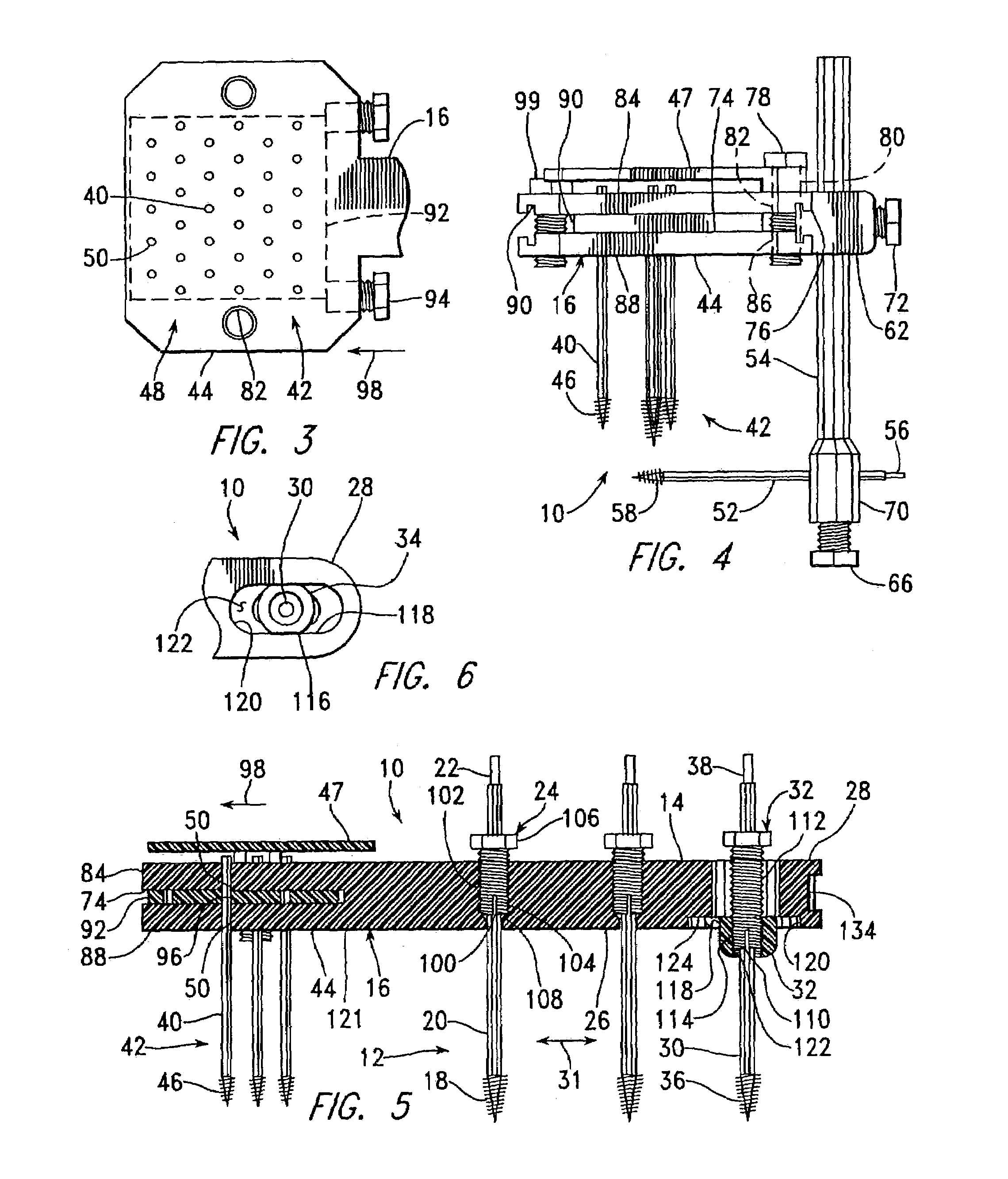 Device for external fixation of bone fractures with clamping of multiple pins and with a fixture for applying extension to bone fragments