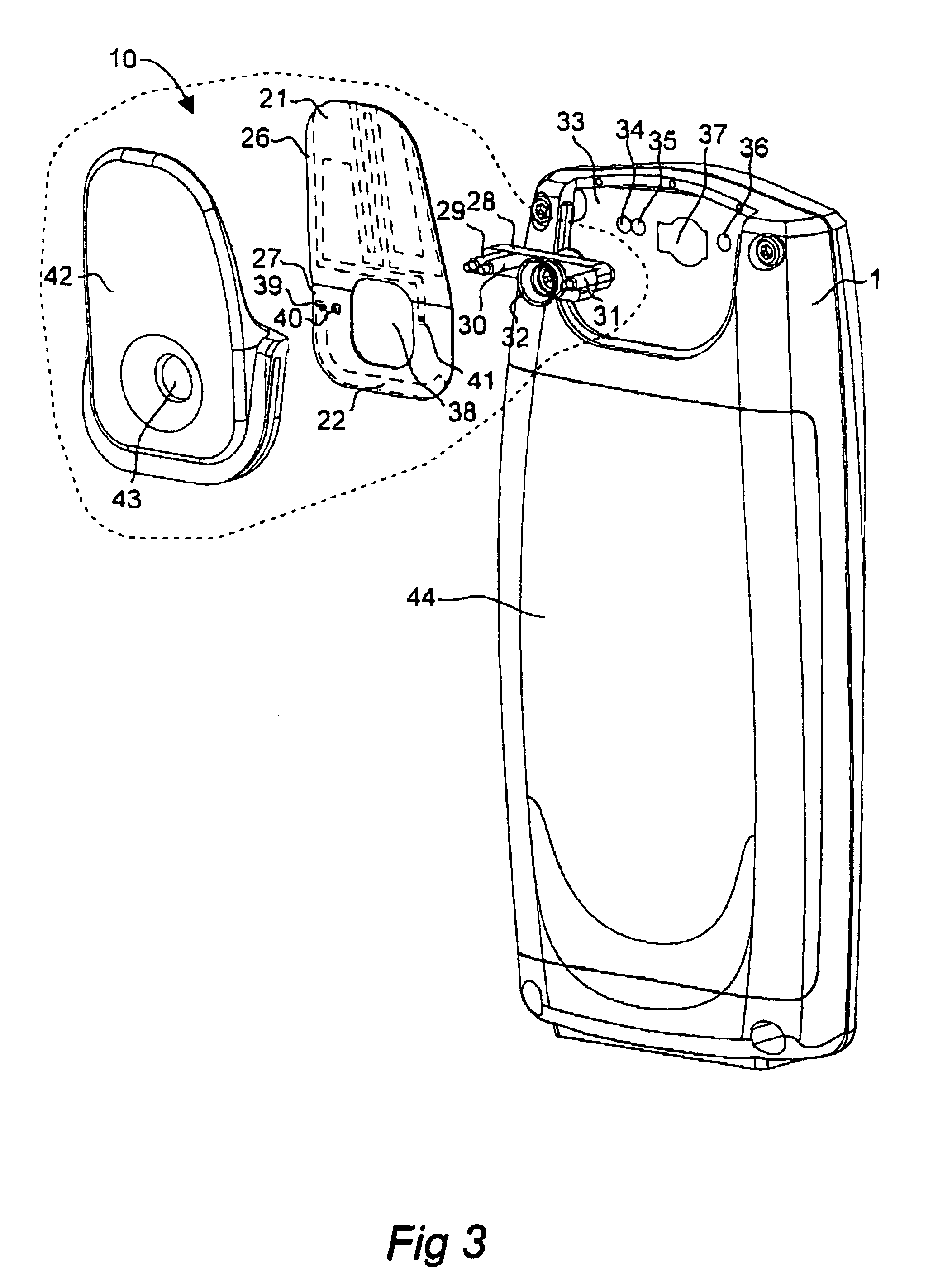 Antenna device, and a portable telecommunication apparatus including such an antenna device