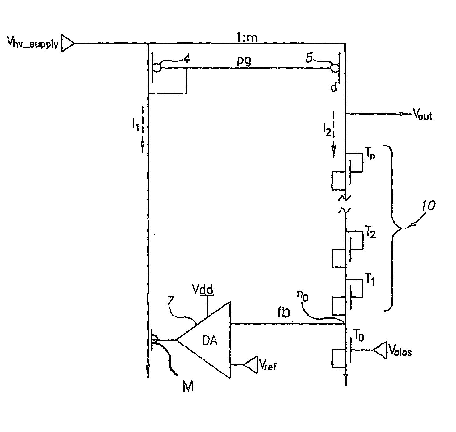 Diode stack high voltage regulator