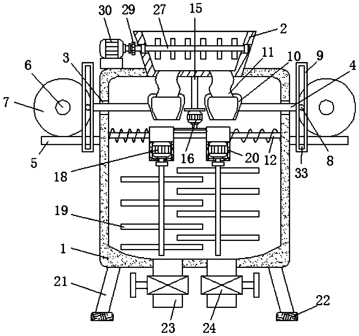 Pug mixing device for making preserved eggs