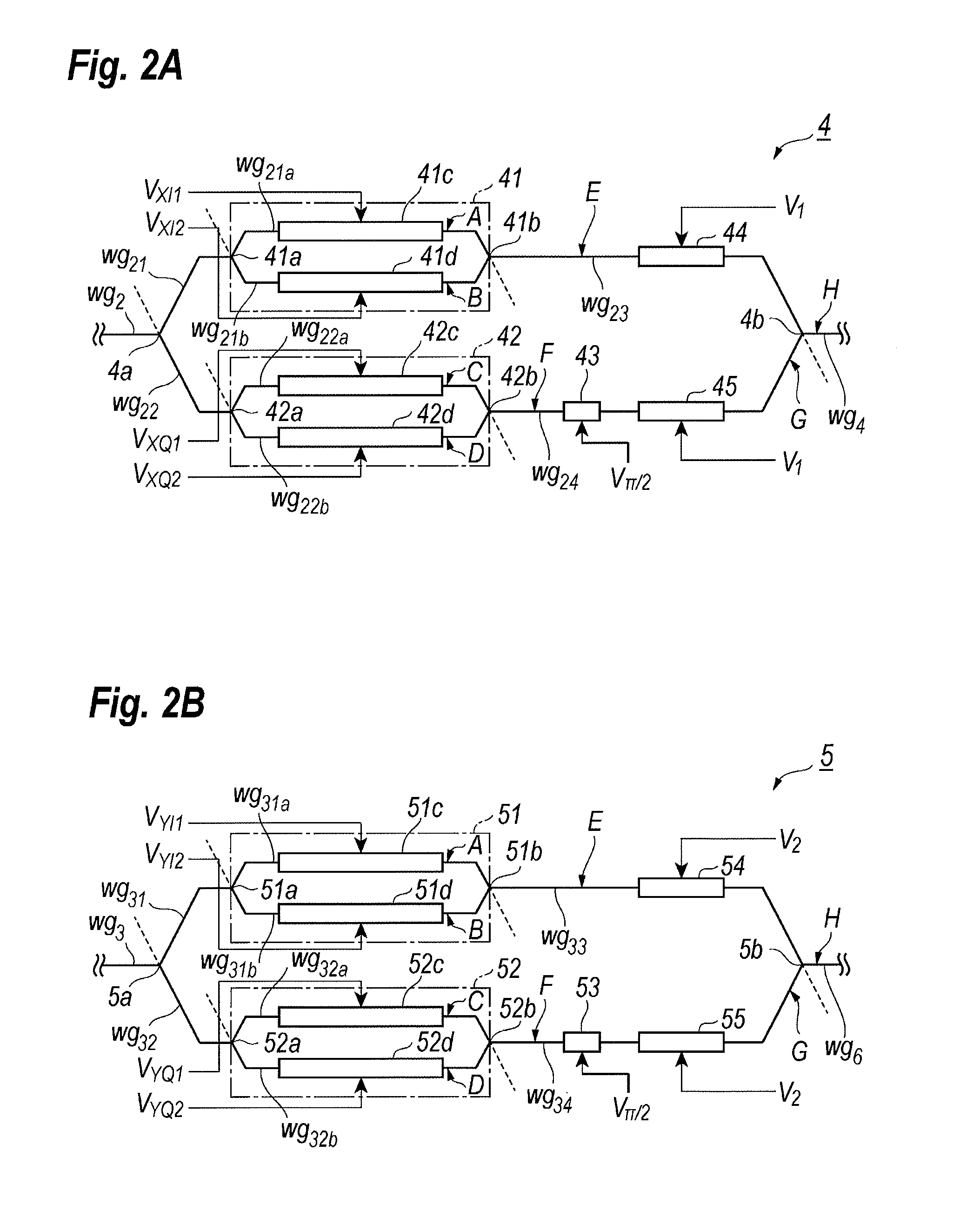 Optical transmitter implemented with two qpsk modulators made of semiconductor material and a method to control optical power output therefrom