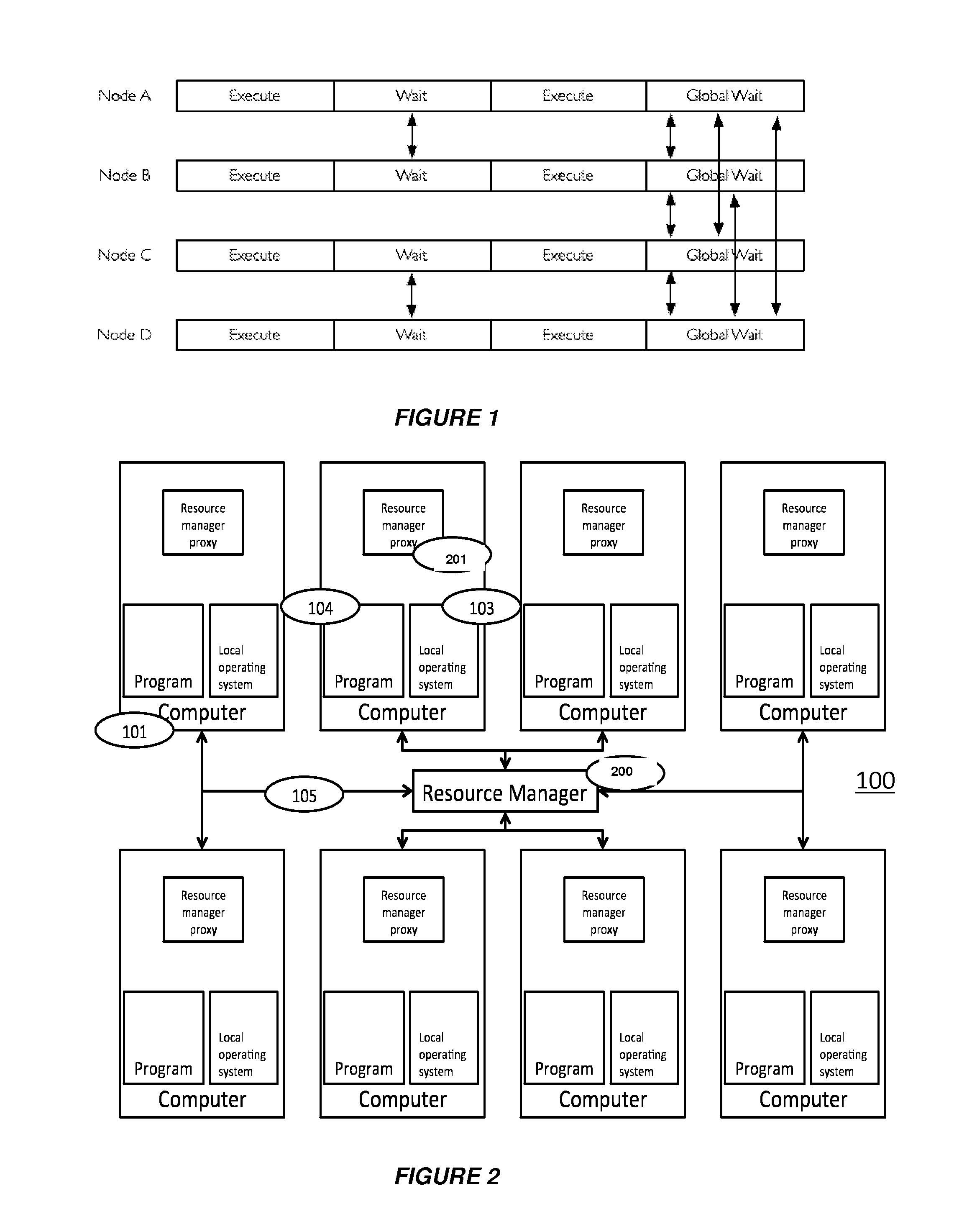 Method of executing an application on a distributed computer system, a resource manager and a distributed computer system